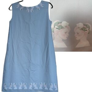 Le Galeriste Light Grey Shift Dress Unique Pattern Made In Montreal Medium